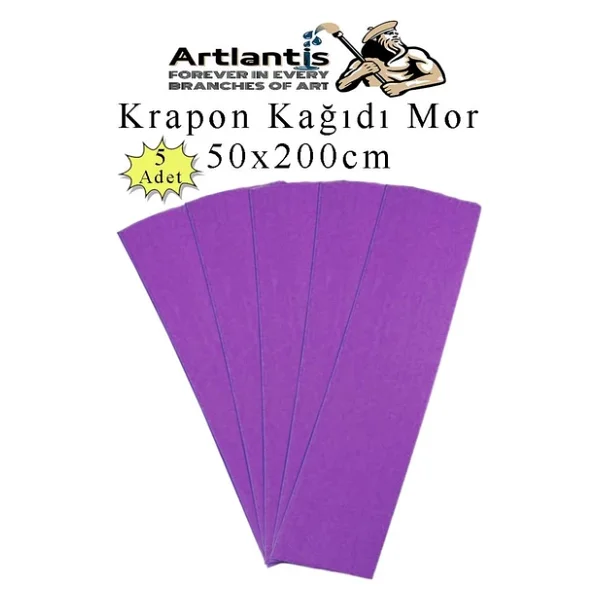 Krapon Kağıdı 50x200 Cm 5 Adet Renkli Grapon Kağıdı Okul Sınıf Etkinlik Kreş Okul Öncesi Kırapon Grafon - Görsel 4