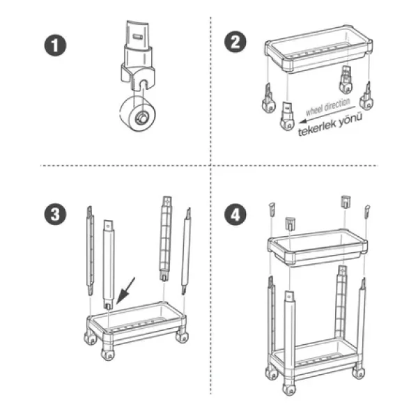 Mithra Life 2 Katlı Tekerlekli Tezgah Altı Beyaz Banyo Mutfak Rafı Mıt1119 - Görsel 8