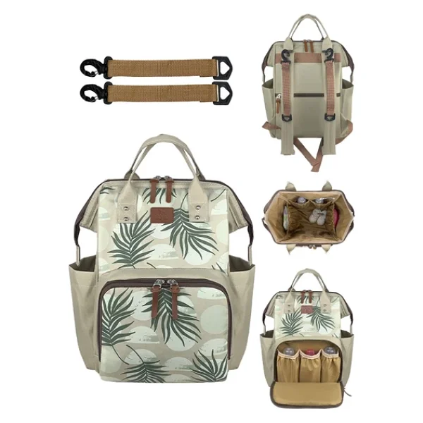 Stylo Paris Yeşil Desenli Anne Bebek Bakım Sırt Çantası