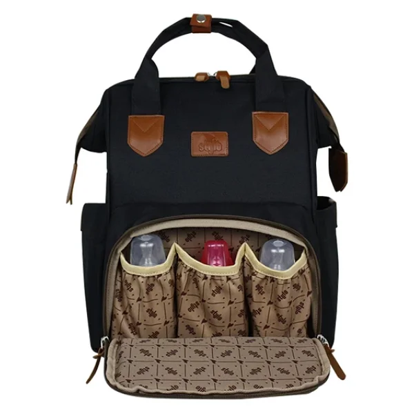 Stylo Monaco Baby Bag Baskılı Siyah Anne Bebek Bakım Sırt Çantası - Görsel 4