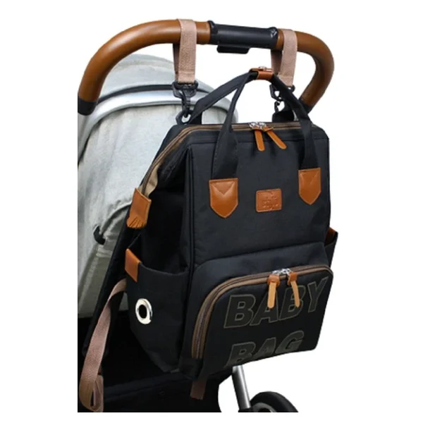 Stylo Monaco Baby Bag Baskılı Siyah Anne Bebek Bakım Sırt Çantası - Görsel 2