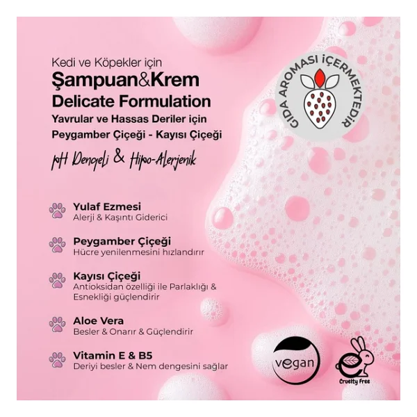 Delicate 300 Ml Hassas Deriler Ve Yavrular İçin Şampuan Ve Krem - Görsel 5
