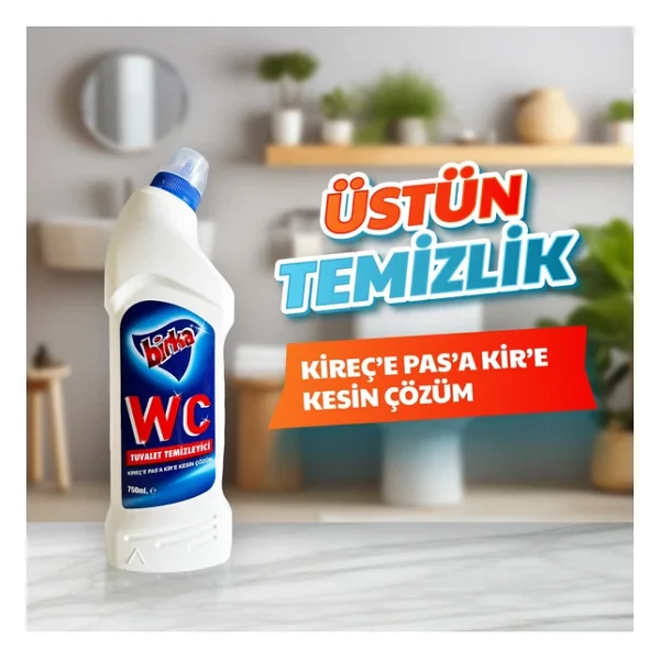Birka Wc Tuvalet Ve Pisuvar Temizleyici 15 Adet X 750 Ml - Güçlü Pas Ve Kireç Çözücü, Tuvalet Hijyeninde Üstün Performans - Görsel 4