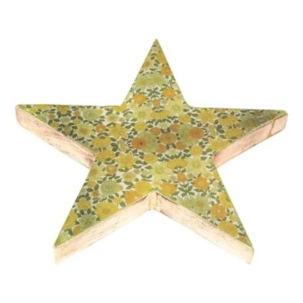 Vitale Siva Cicek Desenli Dekoratif Yildiz Yesil 25x4 Cm Ak.Fq0017-Y - Görsel 2