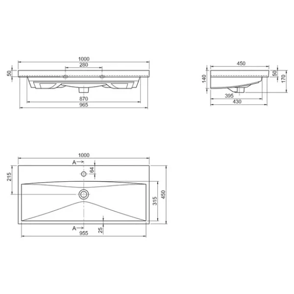 Turkuaz Seramik Cerastyle Elite Etajerli 100x45 Cm Lavabo - Görsel 4