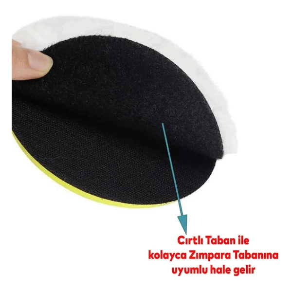 Pasta Cila Polisaj Süngeri 115 Mm Cırt Tabanlı Kuzu Postu Yünü Pedi Keçesi Parlatma - Görsel 4