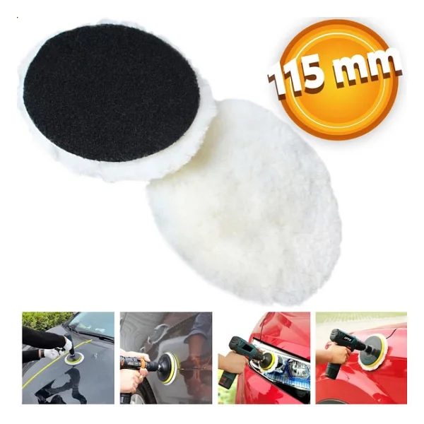Pasta Cila Polisaj Süngeri 115 Mm Cırt Tabanlı Kuzu Postu Yünü Pedi Keçesi Parlatma - Görsel 3