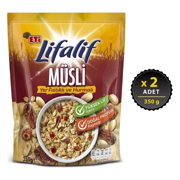 Eti Lifalif Yer Fıstıklı Ve Hurmalı Müsli 350 Gr 2'li - Görsel 3