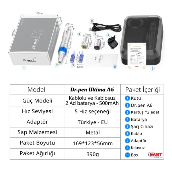Dr.Pen Ultima A6 Yedek Bataryalı Şarjlı Dermapen - Görsel 10