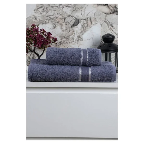100 Pamuk 2 Parça Kadın/Erkek Banyo Duş Hamam Havlu Seti 90x150 Cm - Görsel 3