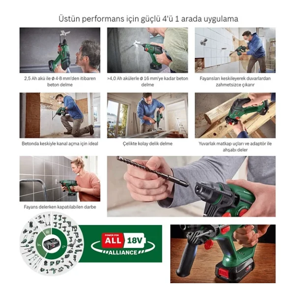 Bosch Universalhammer 18 V Tek Akülü 2.5 Ah Kırıcı-Delici - Görsel 6
