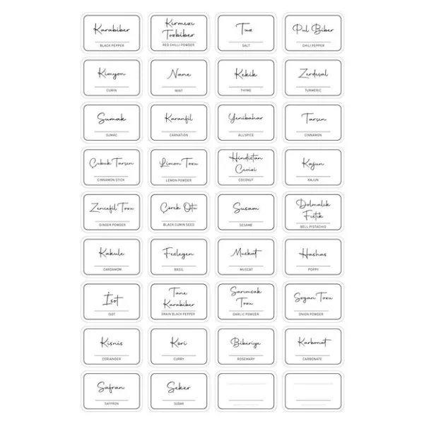 Digithome 36 Adet Dikdortgen Baharat Kavanoz Etiketi Sticker Seti 4,5x3 Cm - Görsel 3