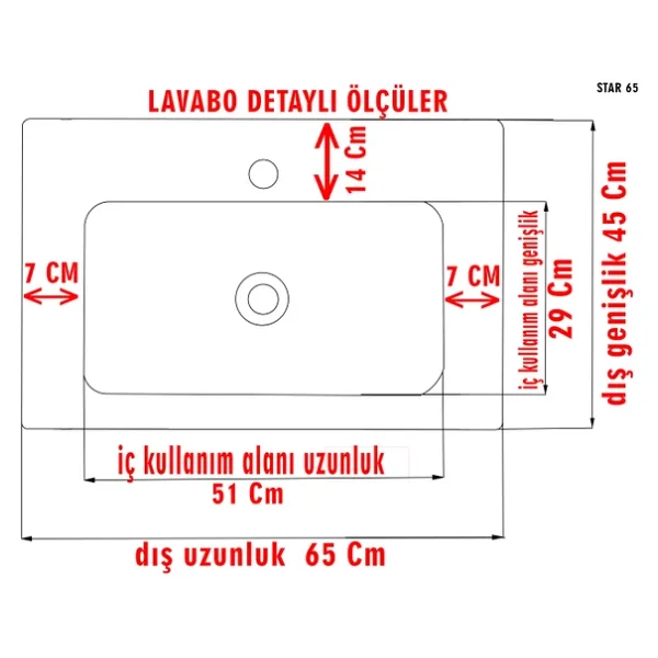 Karen Retro 65 Cm Lavabolu Banyo Dolabı Seti - Görsel 8