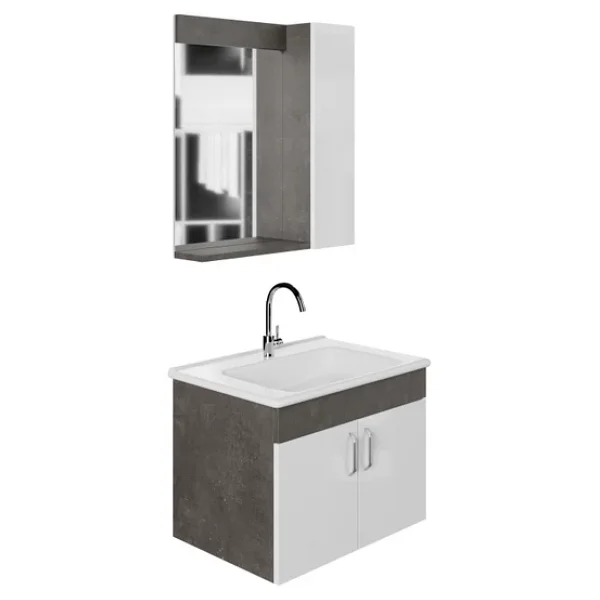 Karen Retro 65 Cm Lavabolu Banyo Dolabı Seti - Görsel 9
