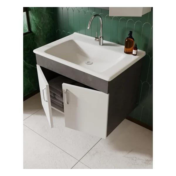 Karen Retro 65 Cm Lavabolu Banyo Dolabı Seti - Görsel 4