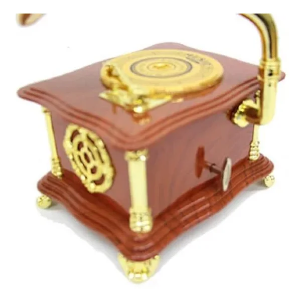 Gramofon Ayaklı Müzikli Vintage Müzik Kutusu Hediyelik - Görsel 5