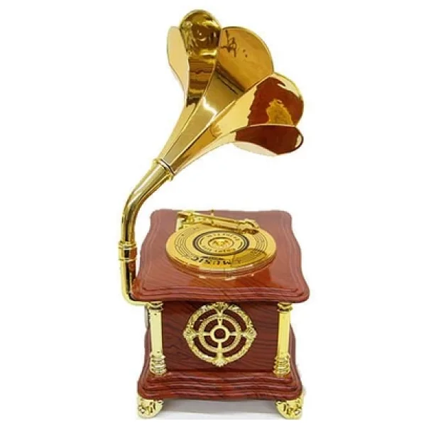 Gramofon Ayaklı Müzikli Vintage Müzik Kutusu Hediyelik - Görsel 3