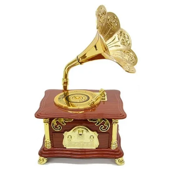 Gramofon Ayaklı Müzikli Vintage Müzik Kutusu Hediyelik - Görsel 2
