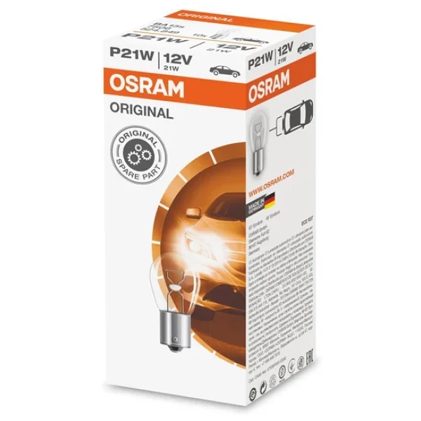 Osram 7506 P21w 93 Sinyal Stop Ampul 12v 21w 10 Adet Tek Duy Düz - Görsel 2