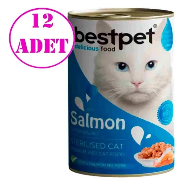 Bestpet Kısırlaştırılmış Somonlu 400 Gr 12'li Yetişkin Konserve Kedi Maması - Görsel 3