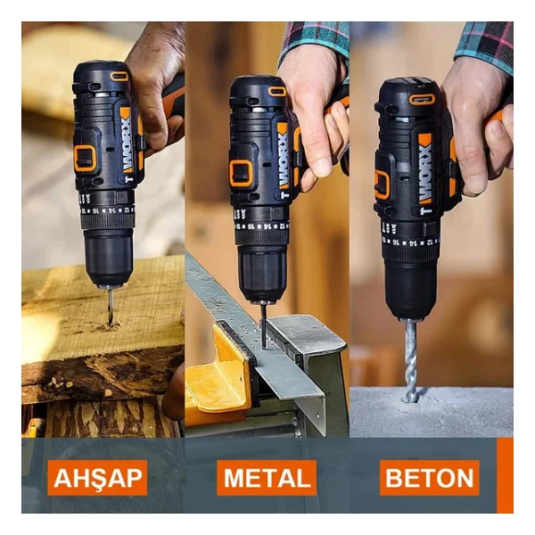 Worx Wx370.9 20 V Aküsüz Darbeli Matkap - Görsel 7