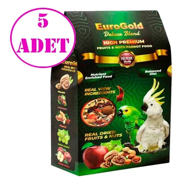 Eurogold Deluxe Blend Meyveli Ve Kuruyemişli Papağan Yemi 650 Gr 5 Ad - Görsel 3