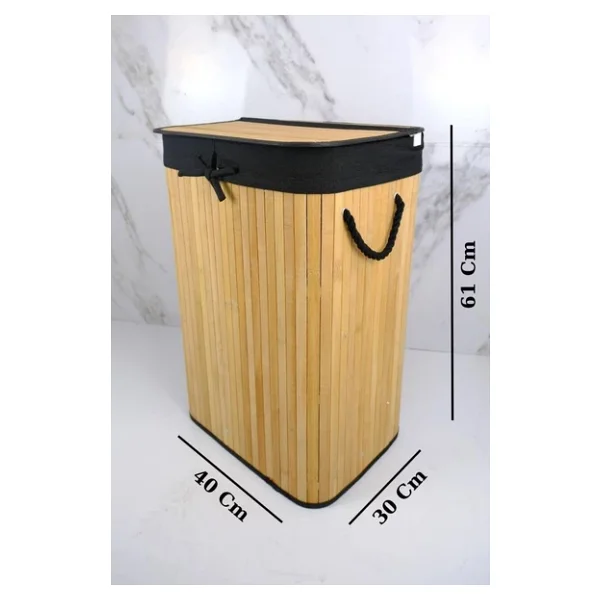 Digithome Dikdörtgen Bambu Çamaşır Sepeti Naturel Cl-6002-8 C1-1-121 - Görsel 4