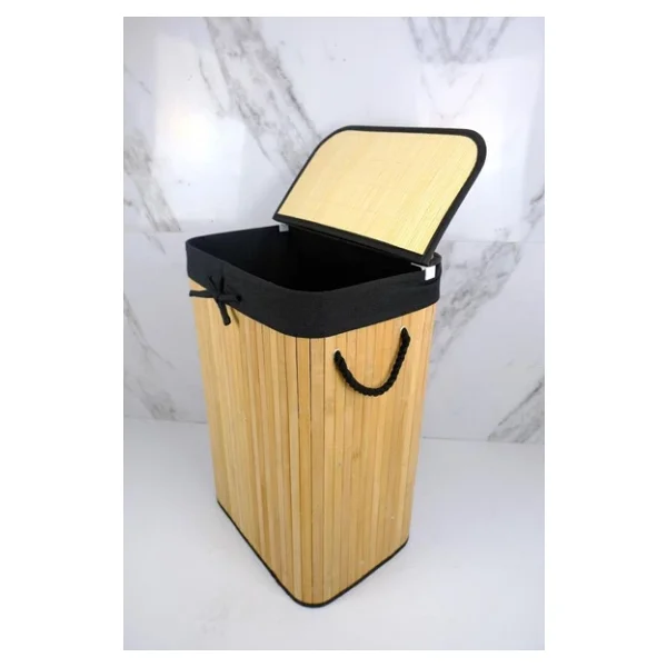 Digithome Dikdörtgen Bambu Çamaşır Sepeti Naturel Cl-6002-8 C1-1-121 - Görsel 2