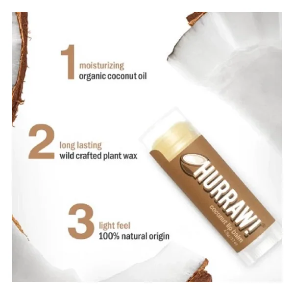 Hurraw Coconut Lip Balm Hindistan Cevizi Özlü Dudak Balmı - Görsel 7