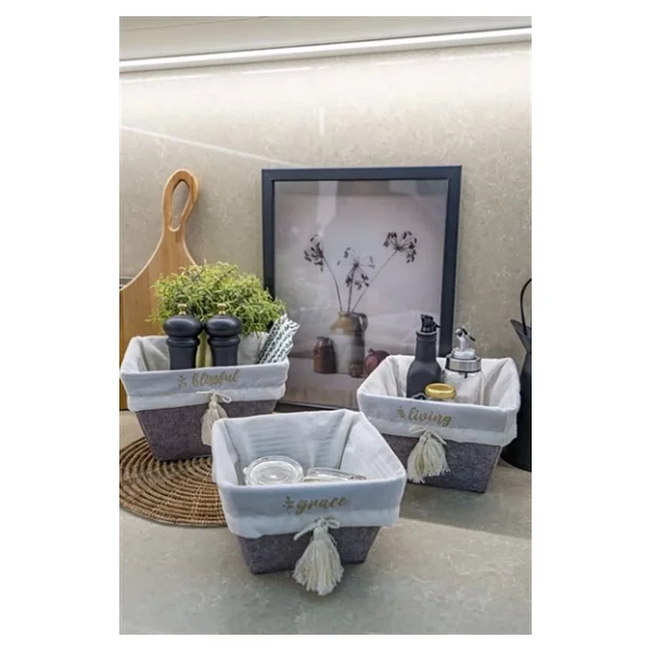 Çok Amaçlı Saklama Organizer Kutu Kare Keçe Sepet (Mini) - 03433 - Görsel 5
