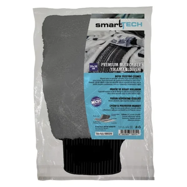 Smart Tech Premium Mikrofiber Yıkama Eldiveni Gri - Görsel 2