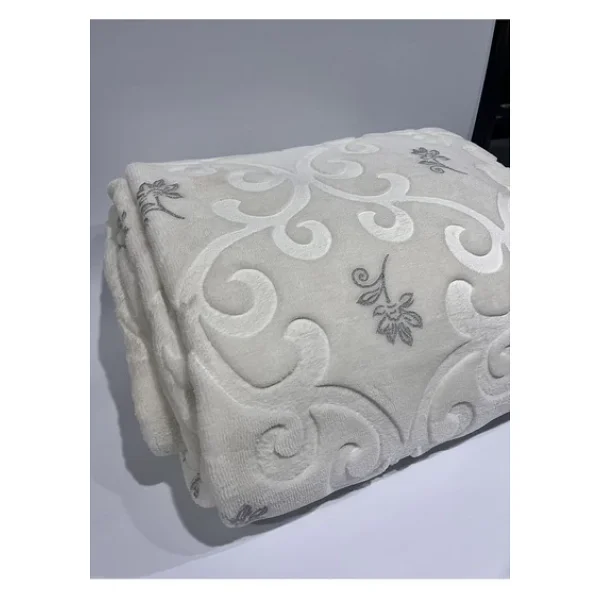 Merinos Pırıltı Battaniye Çift Kişilik Kemik-Silver - Görsel 3