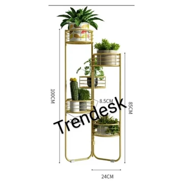 Trendesk Modern 5 Katlı Metal Siyah Çiçeklik Saksı Standı Saksılık - Görsel 4
