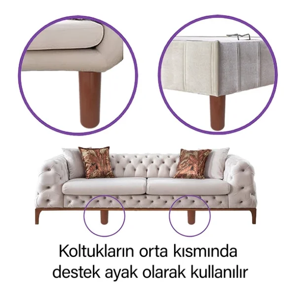 Destek Ayağı 13-19 Cm Kahverengi Ve Metal Düz Ayak Tabanı M8 Civatalı İnce Diş Mobilya Kanepe Baza Koltuk Seti - Görsel 4