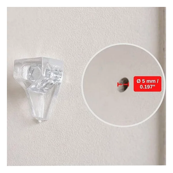 Kristal Raf Pimi Şeffaf Cam Ahşap Metal Raf Tutucu Çivisi Mobilya Dolap Pimi (50 Adet) - Görsel 4