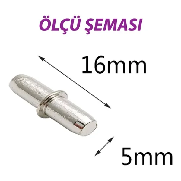Glaswen Metal Halkalı Raf Pimi Cam Ahşap Metal Raf Tutucu Çivisi Mobilya Dolap Pimi (25 Adet) - Görsel 2