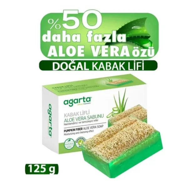 Agarta 2 Li Set Doğal Kabak Lifli El Yapımı Aloe Vera Sabunu 125 Gr - Görsel 4