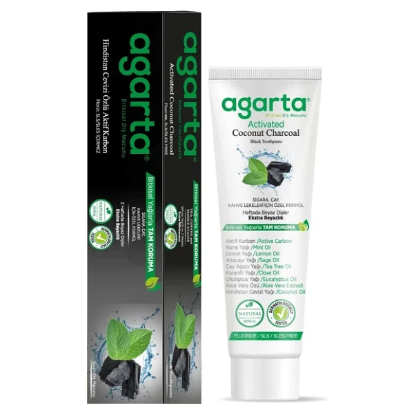 Agarta Hindistan Cevizi Özlü Aktif Karbon 100 Ml 3 Adet Florürsüz Diş Macunu - Görsel 3