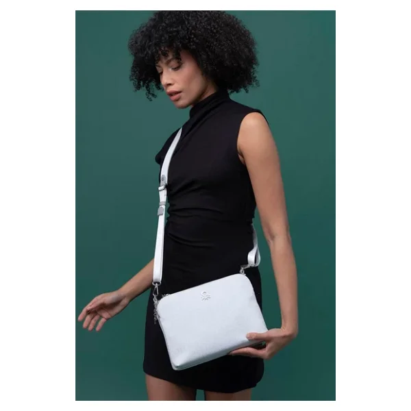 Benetton Beyaz Monogram Eskitme Kadın Çapraz Çanta Bnt 1275 - Görsel 4