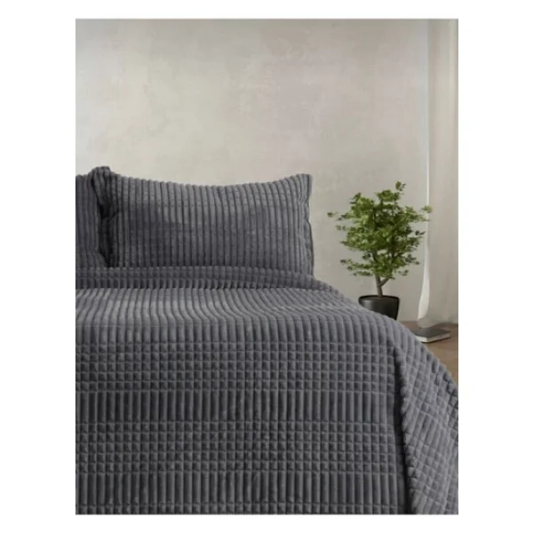 Merinos Modern Line Antrasit 220x240 Cm Çift Kişilik Battaniye Seti - Görsel 7