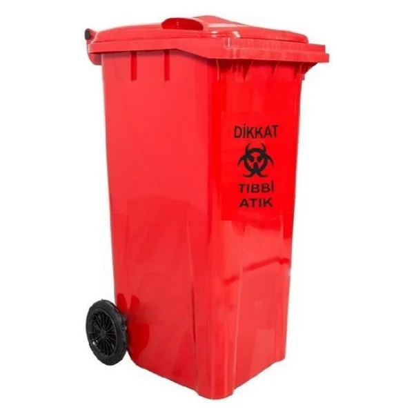 Safell Plastik Tıbbi Atık Çöp Konteyneri 120 Litre Konteyner - A+ Isıya Karşı Dayanıklı Malzeme - Turuncu - Görsel 6