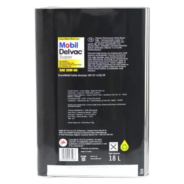 Mobil Delvac Süper 20w-50 18 Lt Ağır Dizel Motor Yağı - Görsel 5