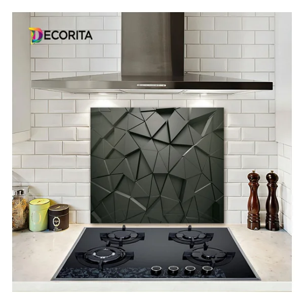 Decorıta Antrasit Kristal Cam Ocak Arkası Koruyucu - Görsel 2