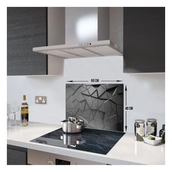 Decorıta Antrasit Kristal Cam Ocak Arkası Koruyucu - Görsel 3