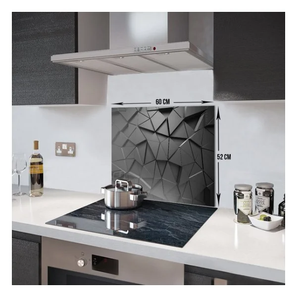 Decorıta Antrasit Kristal Cam Ocak Arkası Koruyucu - Görsel 4