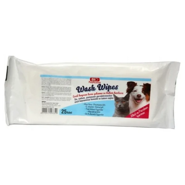 Bio Petactive Wash Wipes 25'li Kedi Köpek Temizleme Mendili - Görsel 5