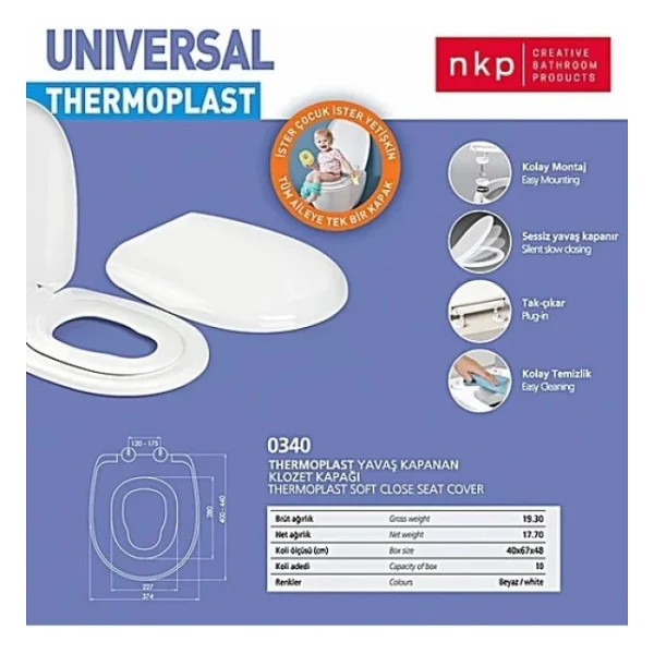Nkp 0340 Universal Çocuk Adaptörlü Yavaş Kapanır Klozet Kapağı - Görsel 6