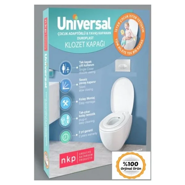 Nkp 0340 Universal Çocuk Adaptörlü Yavaş Kapanır Klozet Kapağı - Görsel 9