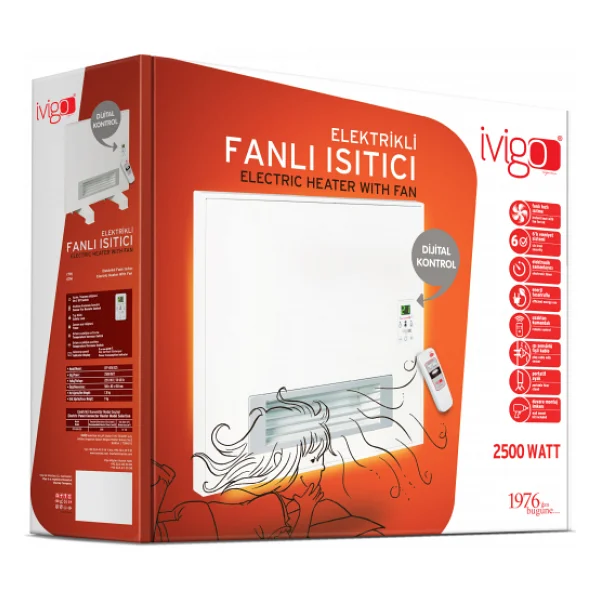İvigo Efp4550e25b 2500 W Uzaktan Kumandalı Fanlı Konvektör Isıtıcı - Görsel 3