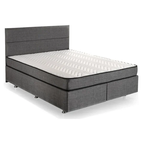 Niron Yatak Niron Silver Yatak Baza Başlık Seti 160x200 Çift Kişilik Full Ortopedik Yatak Gri Keten Baza Başlık - Görsel 9